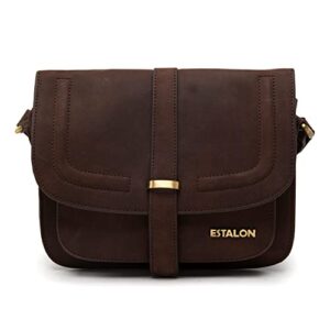 estalon crossbody bags for women – real leather multi pocket travel purse and sling bag (mocha)