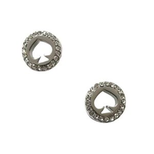 kate spade new york stud earrings spot the spade silver plated with pave crystals