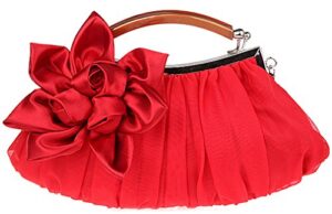 thenice women’s silk flowers wedding evening bags clutch (red)