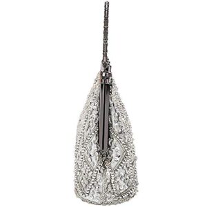 AIJUN Women's Vintage Beaded Evening Bag Sequin Clutch Purses for Women Wedding Clutches Prom Cocktail Party Handbags(Silver)