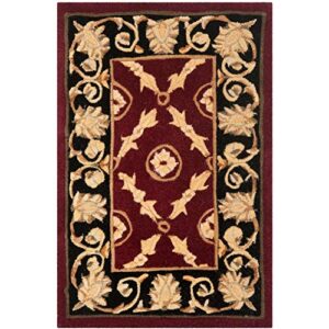 safavieh naples collection 2′ x 3′ burgundy/black na521b handmade traditional premium wool accent rug