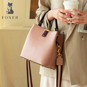 FOXER Women's Cow Leather Hobo Handbags Designer Mini Bucket Bags for Women Shoulder Bag Crossbody Bags purses (Pink)…