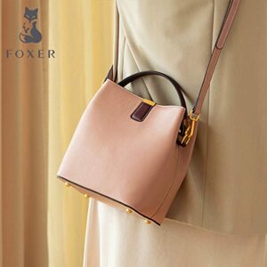 FOXER Women's Cow Leather Hobo Handbags Designer Mini Bucket Bags for Women Shoulder Bag Crossbody Bags purses (Pink)…