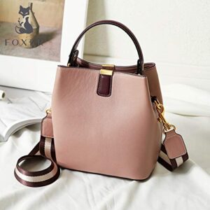 FOXER Women's Cow Leather Hobo Handbags Designer Mini Bucket Bags for Women Shoulder Bag Crossbody Bags purses (Pink)…