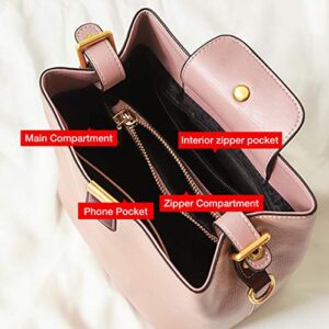 FOXER Women's Cow Leather Hobo Handbags Designer Mini Bucket Bags for Women Shoulder Bag Crossbody Bags purses (Pink)…