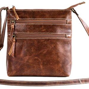 Hide N Craft Stylish Full Grain Real Leather Crossbody Bag For Women Crossover Purse, Long Shoulder, with Adjustable Strap, 2 Front and Internal Pocket, Girls Handbag (8.5x2x9 inches) – Brown