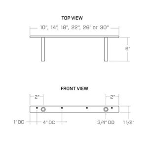 22" Long Heavy Duty Floating Shelf Hardware- Fits a 24" to 27" Shelf - Manufactured in USA