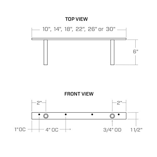 22" Long Heavy Duty Floating Shelf Hardware- Fits a 24" to 27" Shelf - Manufactured in USA