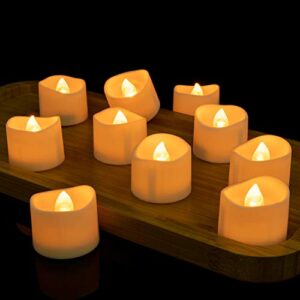 Beichi 24pcs Amber Yellow LED Tealight Candles, Over 150 Hours of Light-time, Battery Operated Realistic Tea Lights, Flickering Bright Tealights, Ideal for Valentine's Day, Mother's Day and Birthday