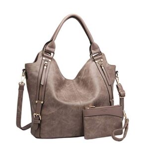women tote bag handbags pu leather fashion hobo shoulder bags with adjustable shoulder strap, l,khaki