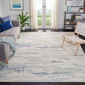 safavieh abstract collection 9′ x 12′ ivory/blue abt465a handmade abstract premium wool area rug