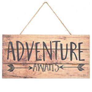 mrc wood products adventure awaits rustic wooden plank sign 5×10