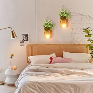 Tebery 2 Pack Mason Jar Sconces with LED - Fairy Lights Rustic Wall Sconces Mason Jar Lights Vintage Wrought Iron Hooks for Home Kitchen Decoration