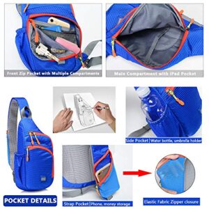 Peicees Small Sling Backpack Waterproof Unisex Shoulder Bag Chest Crossbody Daypack