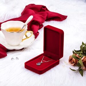 Velvet Necklace Pendant Case Jewelry Gift Boxes for Wedding Christmas Thanksgiving Birthday, Jewelry Showcase Displays, Wine Red, 3.94 x 2.75 x 1.37 Inches (4 Pieces)