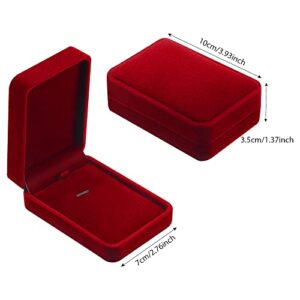 Velvet Necklace Pendant Case Jewelry Gift Boxes for Wedding Christmas Thanksgiving Birthday, Jewelry Showcase Displays, Wine Red, 3.94 x 2.75 x 1.37 Inches (4 Pieces)