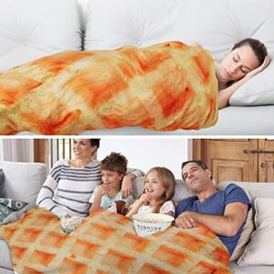 Waffles Blanket, Tortilla Blanket for Adults and Kids, Funny Food Throw Blanket, Novelty Gifts for Everyone, Soft Throw Blanket for Bed Couch or Travel - 71 inchs Orange