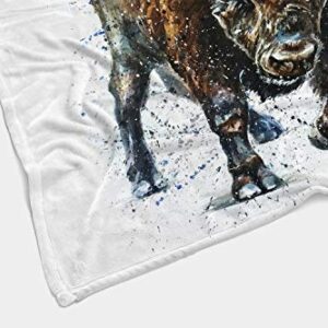 HGOD DESIGNS Buffalo Throw Blanket,Watercolor Animal Bison Buffalo Art Design Soft Warm Decorative Throw Blanket for Bed Chair Couch Sofa 30"X40"