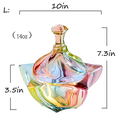 CHOOLD Luxury Colorful Star Shaped Crystal Candy Jar with Lid,Clear Glass Apothecary Jar Wedding Candy Buffet Jar Food Jar (7oz/14oz)