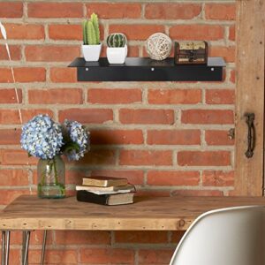 MyGift 17-Inch Wall Mounted Modern Black Metal Floating Display Shelf, Set of 2