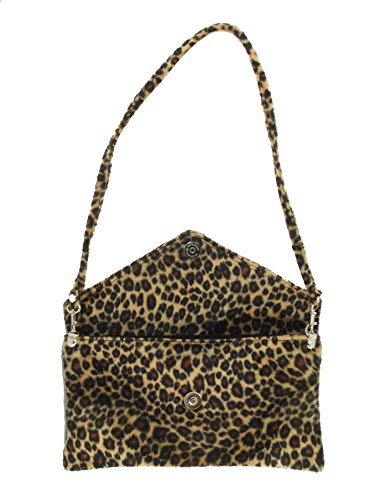 LONI Womens Neat Envelope Animal Print Faux Fur Clutch Bag/Shoulder Bag in zebra