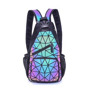 geometric luminous backpacks holographic reflective bag lumikay purse irredescent crossbody bag prism sling bag for women men no.1