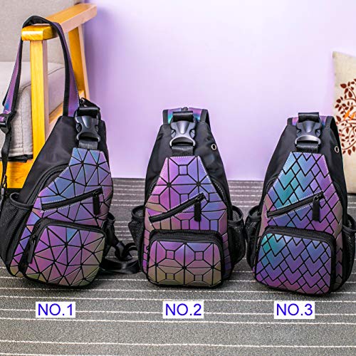 Geometric Luminous Backpacks Holographic Reflective Bag Lumikay Purse Irredescent Crossbody Bag Prism Sling Bag for Women Men NO.1