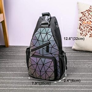 Geometric Luminous Backpacks Holographic Reflective Bag Lumikay Purse Irredescent Crossbody Bag Prism Sling Bag for Women Men NO.1