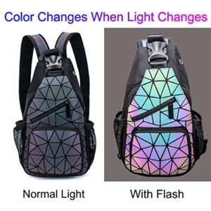 Geometric Luminous Backpacks Holographic Reflective Bag Lumikay Purse Irredescent Crossbody Bag Prism Sling Bag for Women Men NO.1