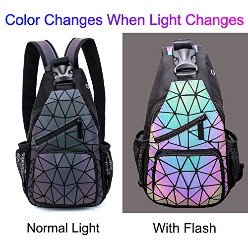 Geometric Luminous Backpacks Holographic Reflective Bag Lumikay Purse Irredescent Crossbody Bag Prism Sling Bag for Women Men NO.1