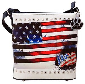 hw collection western usa american flag stars stripes concealed carry purse crossbody handbag (usa flag purse)