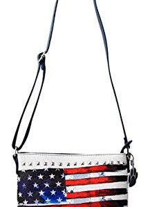 HW Collection Western USA American Flag Stars Stripes Concealed Carry Purse Crossbody Handbag (USA Flag Purse)