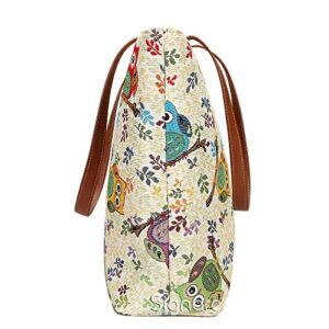 Signare Tapestry Shoulder Bag Tote Bag for Women with Owl Design (SHOU-OWL)