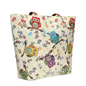 Signare Tapestry Shoulder Bag Tote Bag for Women with Owl Design (SHOU-OWL)