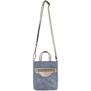 True Religion Women's Mini Tote Bag, Purse Shoulder Handbag with Adjustable Crossbody Strap, Blue