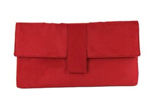 loni womens fab large faux suede clutch bag/shoulder bag in dark red