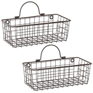 dii farmhouse vintage décor, wire wall basket, small, bronze, 2 piece