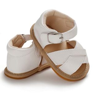 SOFMUO Baby Girls Boys Sandals Premium Soft Anti-Slip Rubber Sole Infant Summer Outdoor Shoes Toddler First Walkers (12-18 Months M US Infant, A-White)