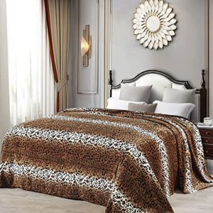 home soft things light weight animal safari style st leopard printed flannel fleece blanket (queen)