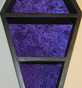 JOANNDLES Coffin Wall Shelf Black Wood to Choose Dracula Style Gothic Home Decor (22-Half L x14-half W x 3-Half D) (Black Wood Purple Back)