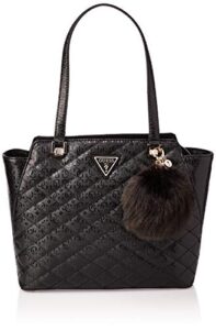 guess women’s astrid quilted logo tote bag handbag – black
