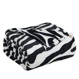 Home Soft Things Light Weight Animal Safari Style Black White Zebra Printed Flannel Fleece Blanket (Twin)