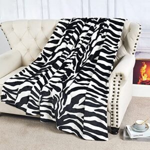 Home Soft Things Light Weight Animal Safari Style Black White Zebra Printed Flannel Fleece Blanket (Twin)