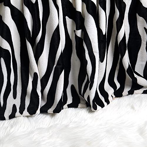 Home Soft Things Light Weight Animal Safari Style Black White Zebra Printed Flannel Fleece Blanket (Twin)