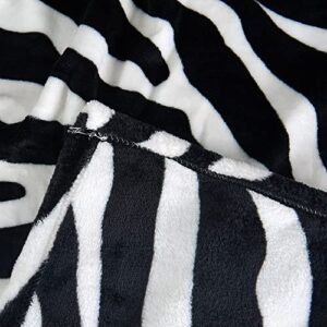 Home Soft Things Light Weight Animal Safari Style Black White Zebra Printed Flannel Fleece Blanket (Twin)