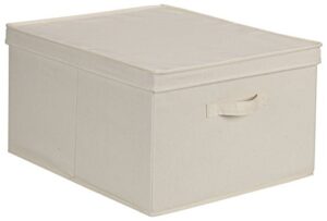 household essentials 115 storage box with lid and handle | natural beige canvas | jumbo