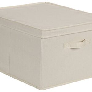 Household Essentials 115 Storage Box with Lid and Handle | Natural Beige Canvas | Jumbo