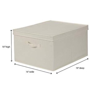 Household Essentials 115 Storage Box with Lid and Handle | Natural Beige Canvas | Jumbo