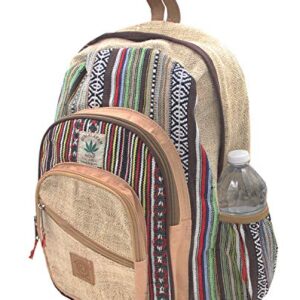 KayJayStyles Natural Handmade Large Multi Pocket Hemp Nepal Backpack