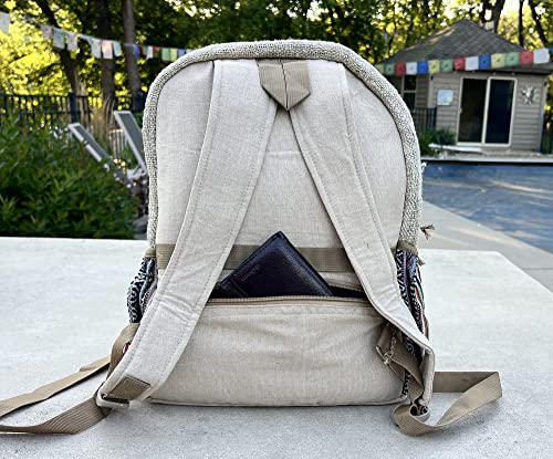 KayJayStyles Natural Handmade Large Multi Pocket Hemp Nepal Backpack